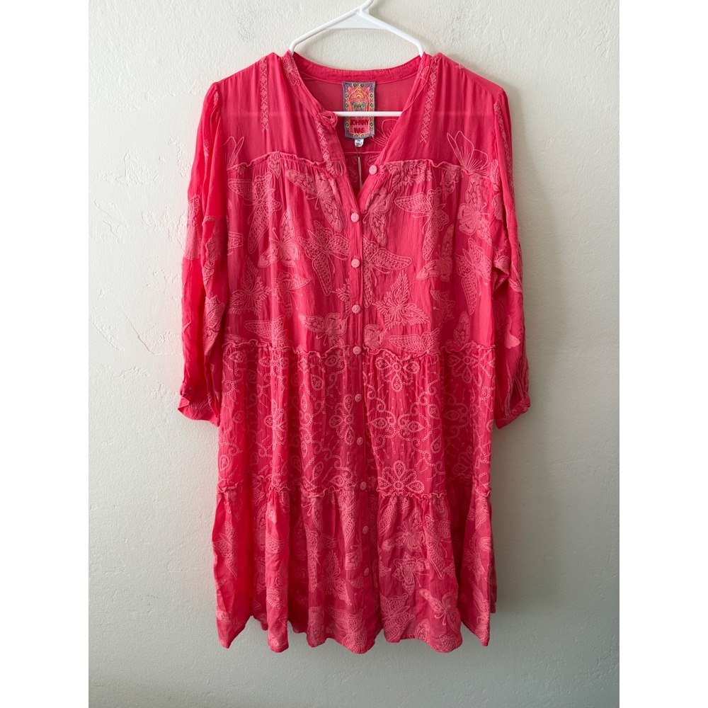 Johnny Was Kimberlee Dress Petite Orchid Party Pink Embroidered Butterfly PM NEW